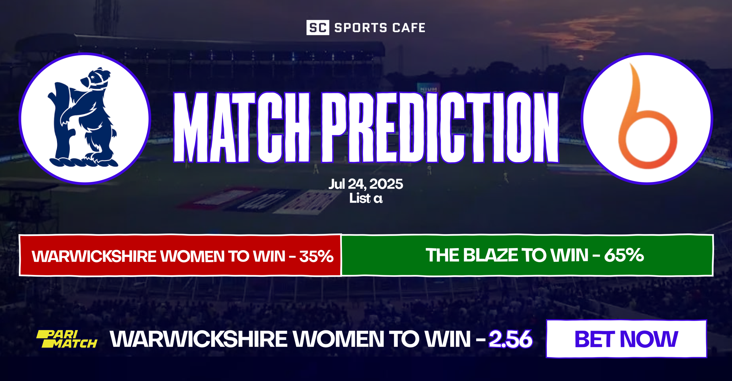 Warwickshire Women vs The Blaze match prediction.
